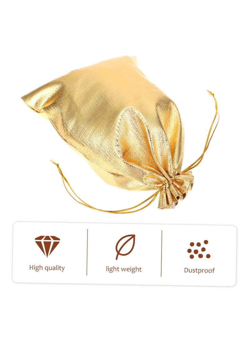 Generic 10 Pieces Chic Golden Drawstring Pouches 18cmx13cm - Versatile Gift Bags for Weddings, Holidays and Celebrations, Ideal for Jewelry, Sweets and Memorable Keepsakes  - Image 4