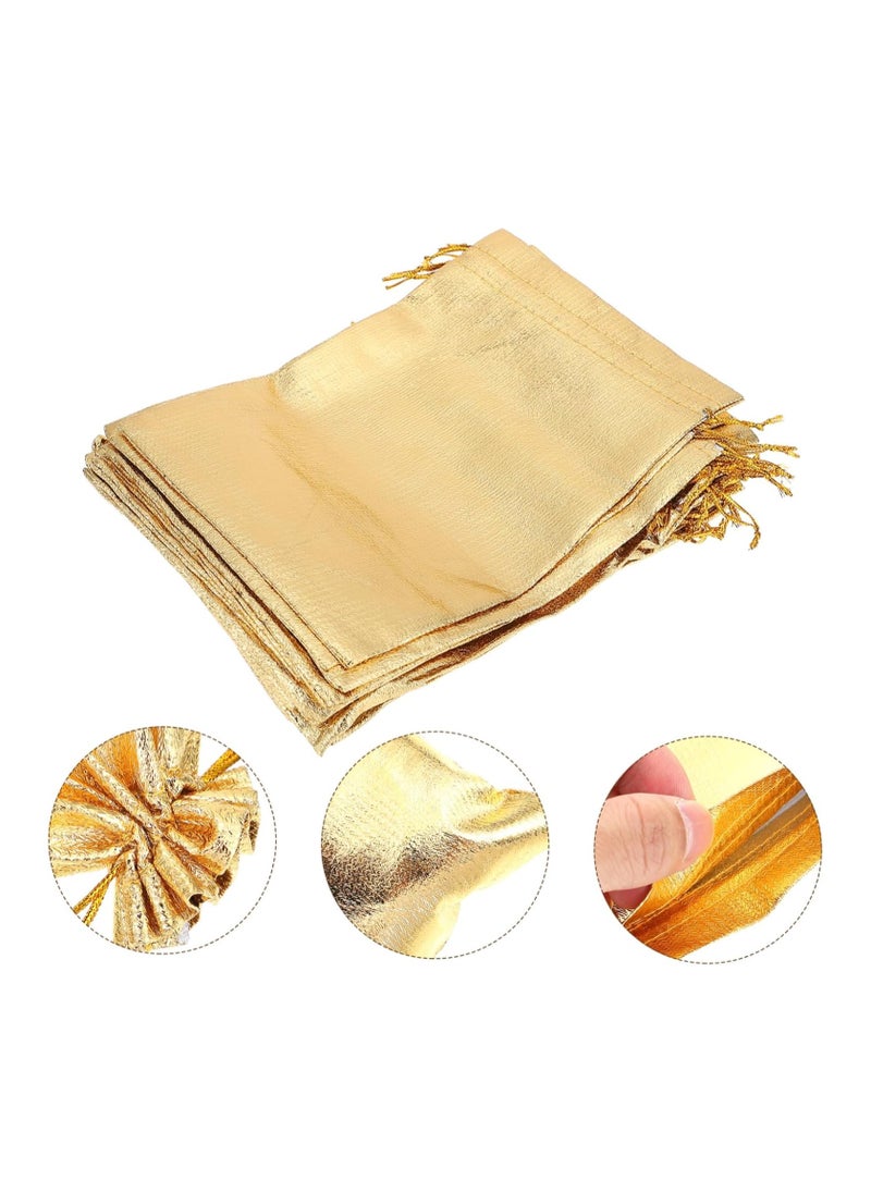 Generic 10 Pieces Chic Golden Drawstring Pouches 18cmx13cm - Versatile Gift Bags for Weddings, Holidays and Celebrations, Ideal for Jewelry, Sweets and Memorable Keepsakes  - Image 2
