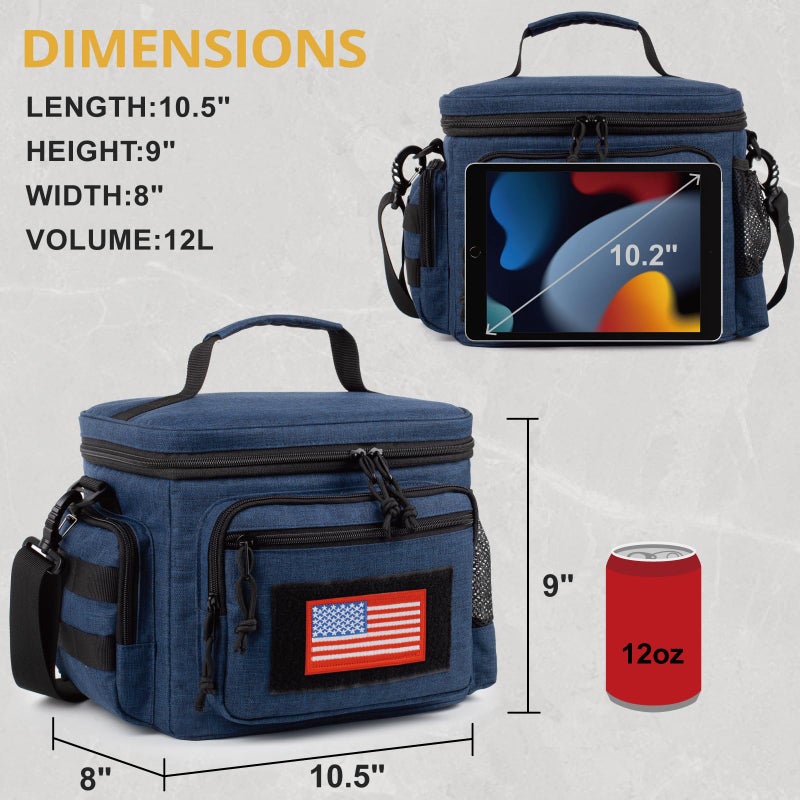 ATRIPACK Lunch Box for Men, Tactical Lunch Bag MOLLE Webbing Leakproof Insulated Lunch Cooler Women Adult Meal with Adjustable Shoulder Strap Lunch Pail (Blue) - Image 5