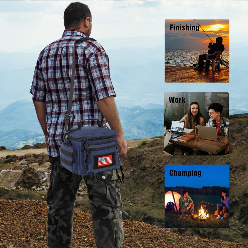 ATRIPACK Lunch Box for Men, Tactical Lunch Bag MOLLE Webbing Leakproof Insulated Lunch Cooler Women Adult Meal with Adjustable Shoulder Strap Lunch Pail (Blue) - Image 2