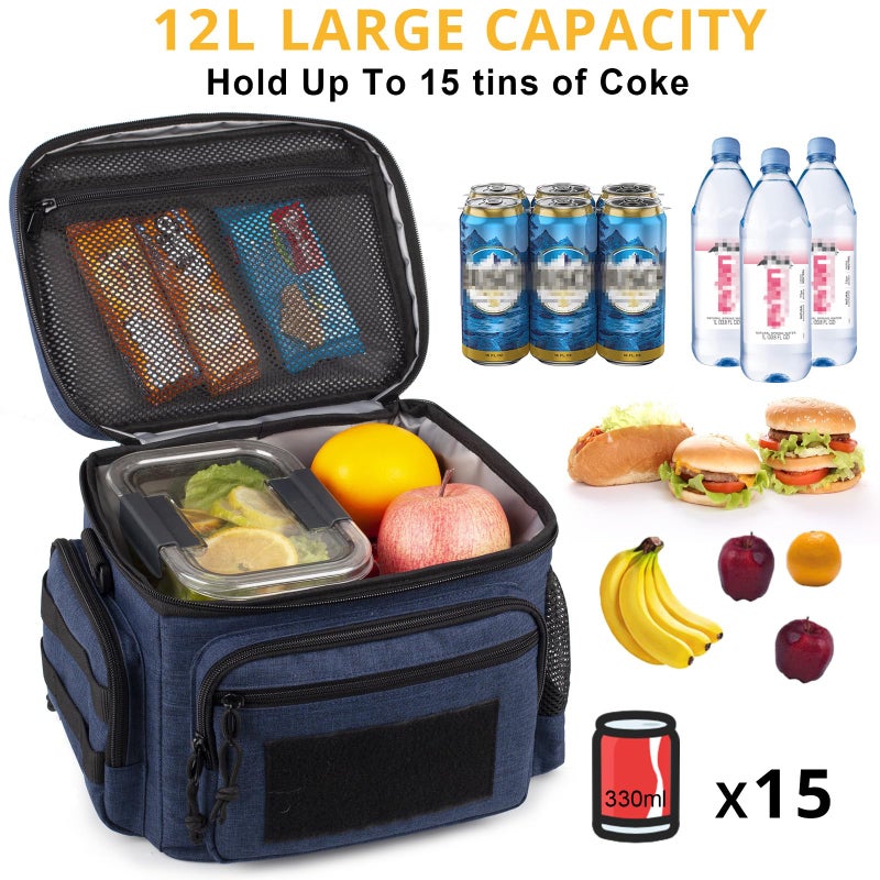 ATRIPACK Lunch Box for Men, Tactical Lunch Bag MOLLE Webbing Leakproof Insulated Lunch Cooler Women Adult Meal with Adjustable Shoulder Strap Lunch Pail (Blue) - Image 3