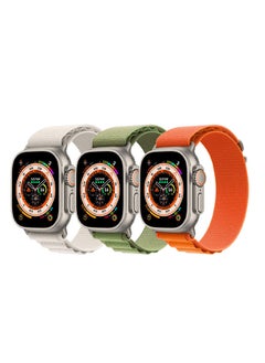 Generic 3Pack for Apple Watch Alpine Loop Band 49mm/45mm/44mm Nylon Woven Sport Strap Compatible with iWatch Series 8/Ultra/7/SE/6/5/4/3/2/7 White/Green/Orange  - Image 2