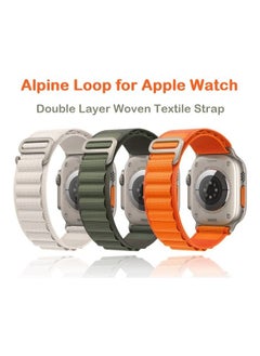 Generic 3Pack for Apple Watch Alpine Loop Band 49mm/45mm/44mm Nylon Woven Sport Strap Compatible with iWatch Series 8/Ultra/7/SE/6/5/4/3/2/7 White/Green/Orange  - Image 4