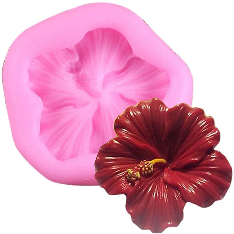 BeeSpring 2Pcs Mini Silicone Molds Cake Baking Cups Silicone Mold 3D Flower Hibiscus Silicone Molds Cake Candy Chocolate Sugarcraft Baking Tool Mould. - Image 4