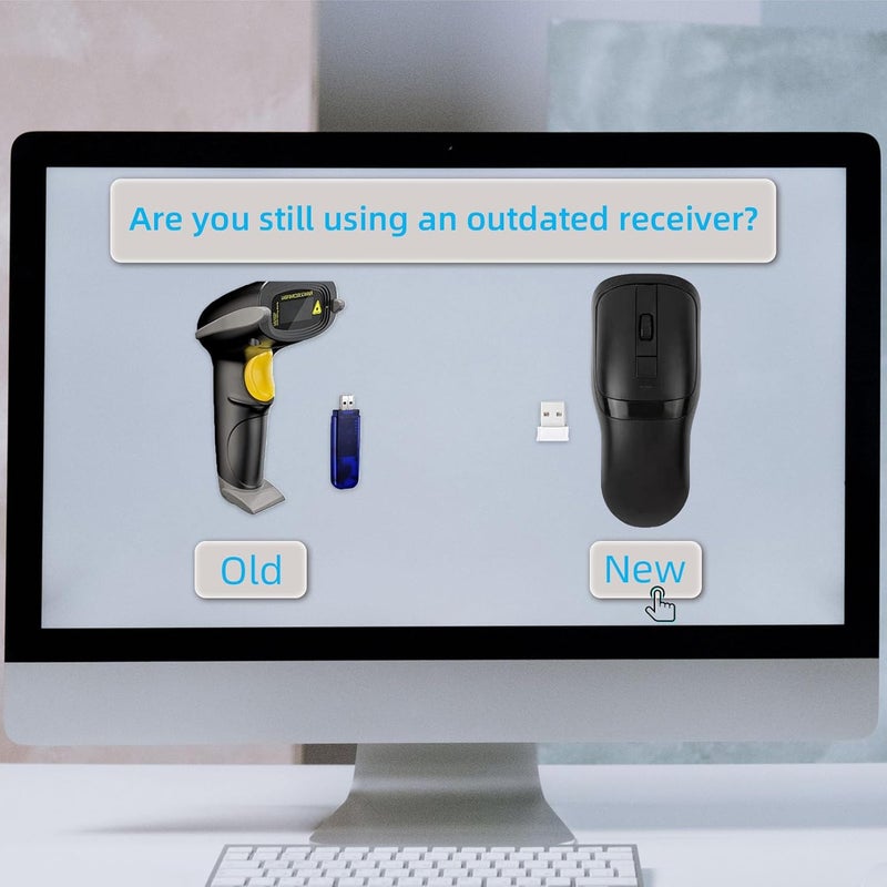 THARO New Wireless Mouse Barcode Scanner, 2-in-1 Design 2D Handheld Barcode Scanner with Wireless Mouse Functions for POS System,Store,Supermarket, Warehouse.(Black) - Image 2