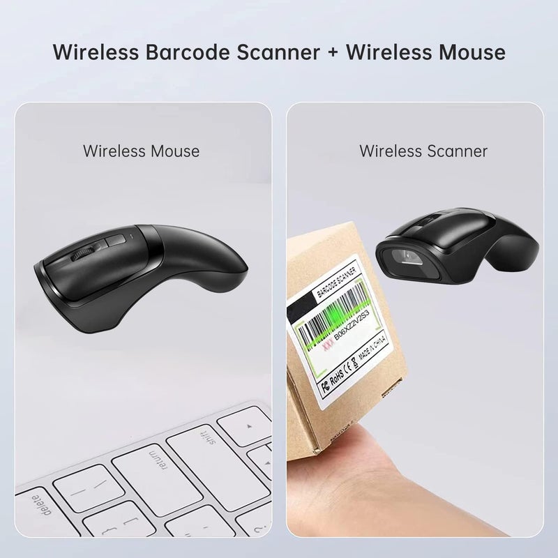 THARO New Wireless Mouse Barcode Scanner, 2-in-1 Design 2D Handheld Barcode Scanner with Wireless Mouse Functions for POS System,Store,Supermarket, Warehouse.(Black) - Image 3