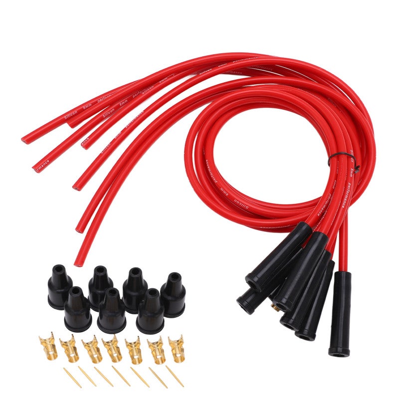 Straight Sparking Plug Ignition Wire Set 1m 8mm High Performance Metal Silicone - High Temperature Resistant Ignition Wire Kit for 6 Cylinder Classic Cars - Image 1