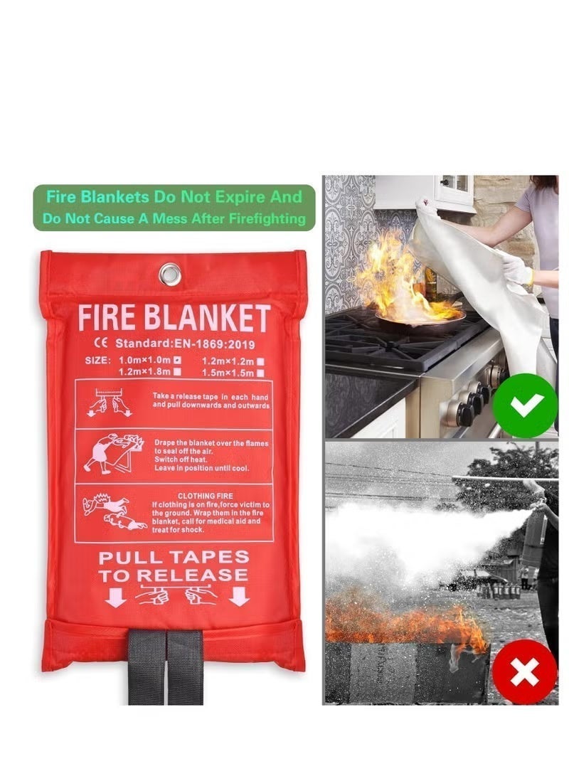 Oasis Emergency Fire Blanket for Home & Kitchen - 1m x 1m Fire Retardant Safety Shield, Ideal for Grease Fires, Grill, & Office, Includes Protective Gloves - Image 2