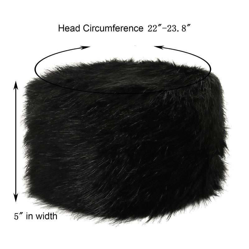 LA CARRIE Women's Faux Fur Hat for Winter with Stretch Cossack Russion Style(Black) - Image 3