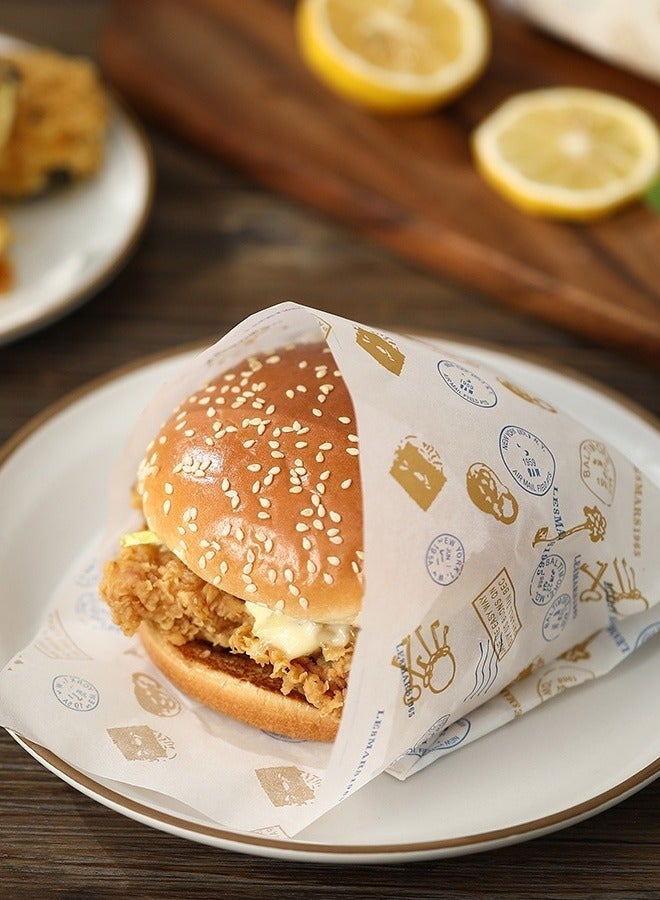 Fasola 100-Piece Bread Sandwich Burger Fries Food Grade Oil Proof Paper, Wrapping Baking Tools Gift Tissue, Cake Packaging Paper - Image 2