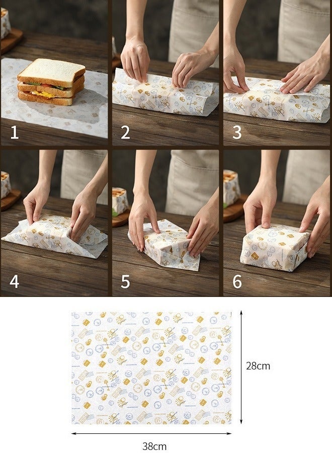 Fasola 100-Piece Bread Sandwich Burger Fries Food Grade Oil Proof Paper, Wrapping Baking Tools Gift Tissue, Cake Packaging Paper - Image 5
