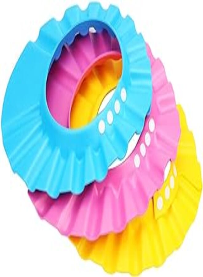 SUNTRADE Shampoo Shower Bathing Protection Bath Cap Adjustable Visor Hat for Toddler, Baby, Kids, Children,Set of 3