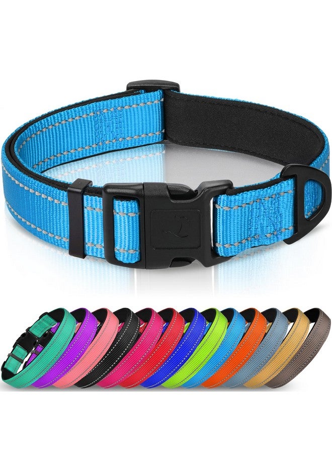 Joytale Joytale Reflective Dog Collar,Soft Neoprene Padded Breathable Nylon Pet Collar Adjustable for Large Dogs,Sky Blue,L  - Image 1