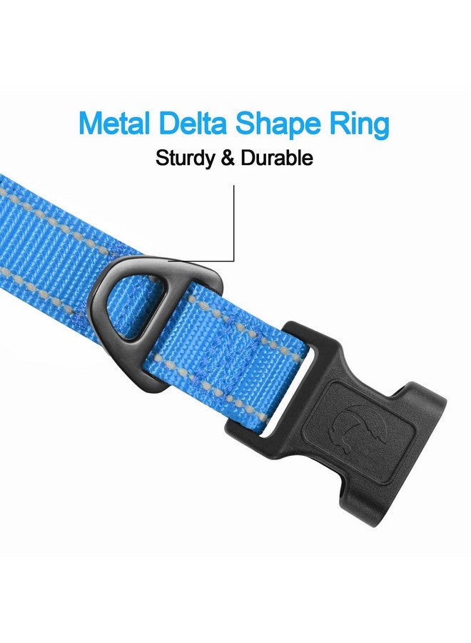 Joytale Joytale Reflective Dog Collar,Soft Neoprene Padded Breathable Nylon Pet Collar Adjustable for Large Dogs,Sky Blue,L  - Image 3