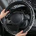 CAR PASS Bling Diamond Leather Steering Wheel Cover Bling Sparkly Crystal Glitter Rhinestones Universal Fit 14 1215 Car Wheel Protector for Women Girl Fit SuvsVansSedansTrucks Black Silver - Image 3