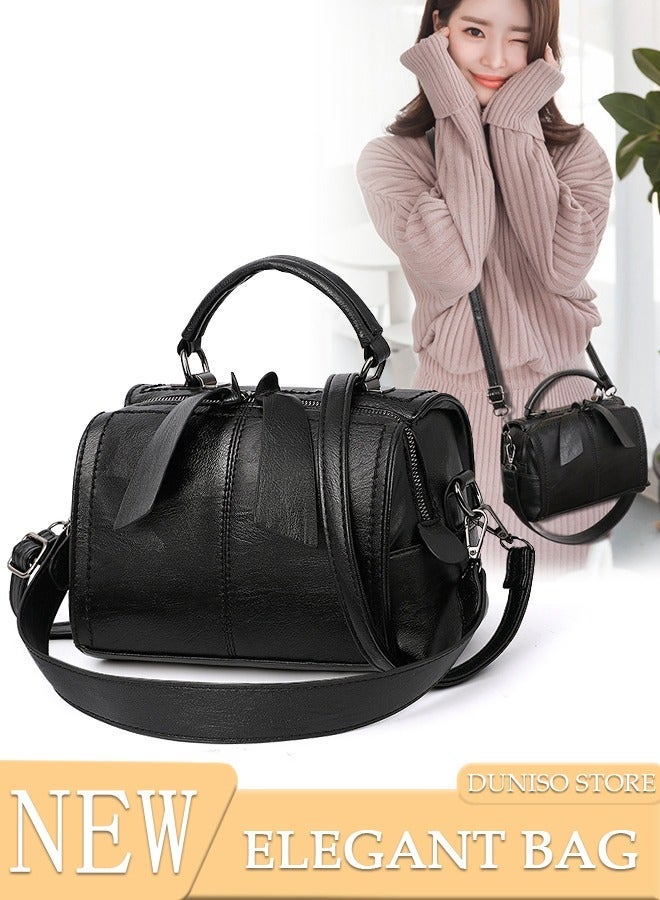 DUNISO Women's Vintage Handbags Faux Leather Shoulder Bag Ladies Fashion Designer Satchel Crossbody Bag with Detachable Strap for Ladies - Image 1