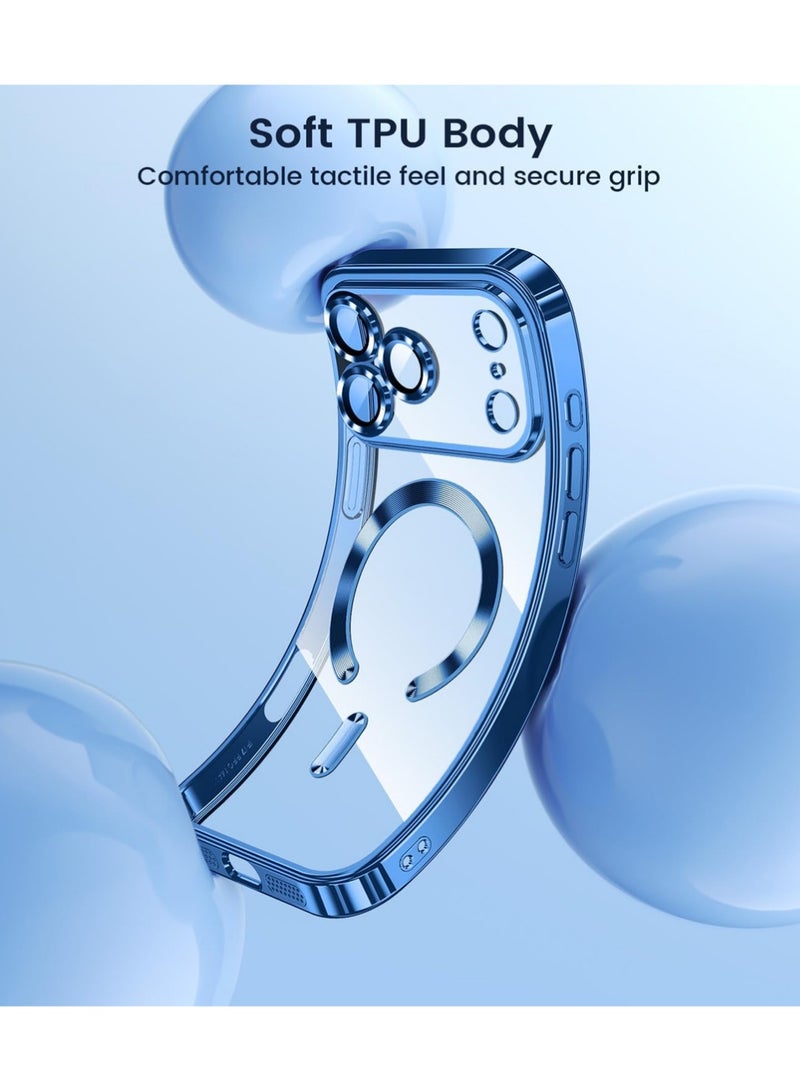 إكس ليفيل رقيقة رقيقة لآيفون 17 برو حالة واضحة,الهواتف المحمولة والاكسسوارات متوافقة مع MagSafe,مدمجة في كاميرا عدسة حامي,صدمة حامية حالة الهاتف,ناعمة مغناطيسية مطلية بالكهرباء,أزرق - Image 4