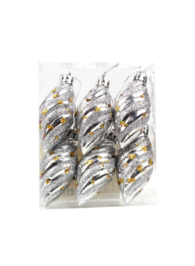 Madhoor Christmas Decoration Silver 6 Cm 6 Pieces - Image 1