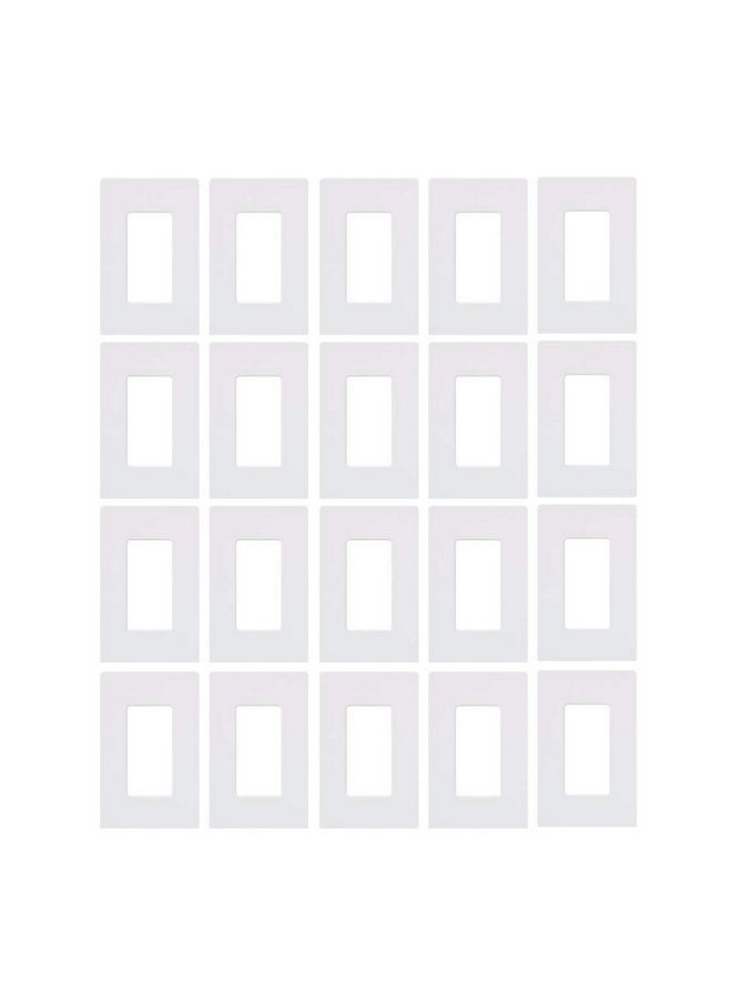 LUTRON Lutron Claro Light Switch Cover Plate, 1 Gang Wallplate, for Decorator Light Switches, Rocker Light Switch Cover, Outlet Cover, Screwless Switch Plate Cover, Gloss, CW-1-WH-20, White, 20 Pack  - Image 1