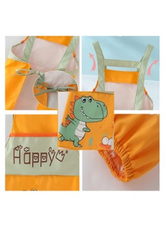 Excefore Children's Dinosaur Apron, Kids Art Aprons with Pocket Adjustable Waterproof for Home Cooking Baking Painting Artists Apron Kichen Feeding Smock Boys Girls Chef Baking  - Image 5