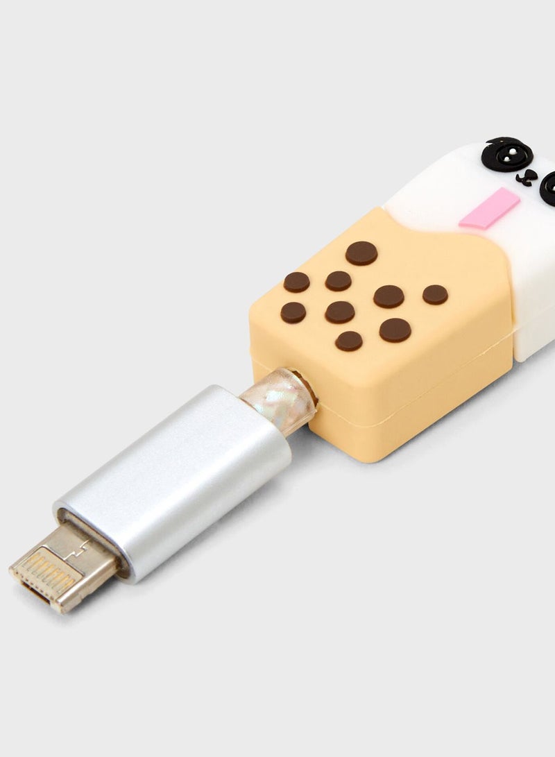 Claires Brown Bubble Tea With Panda Cable