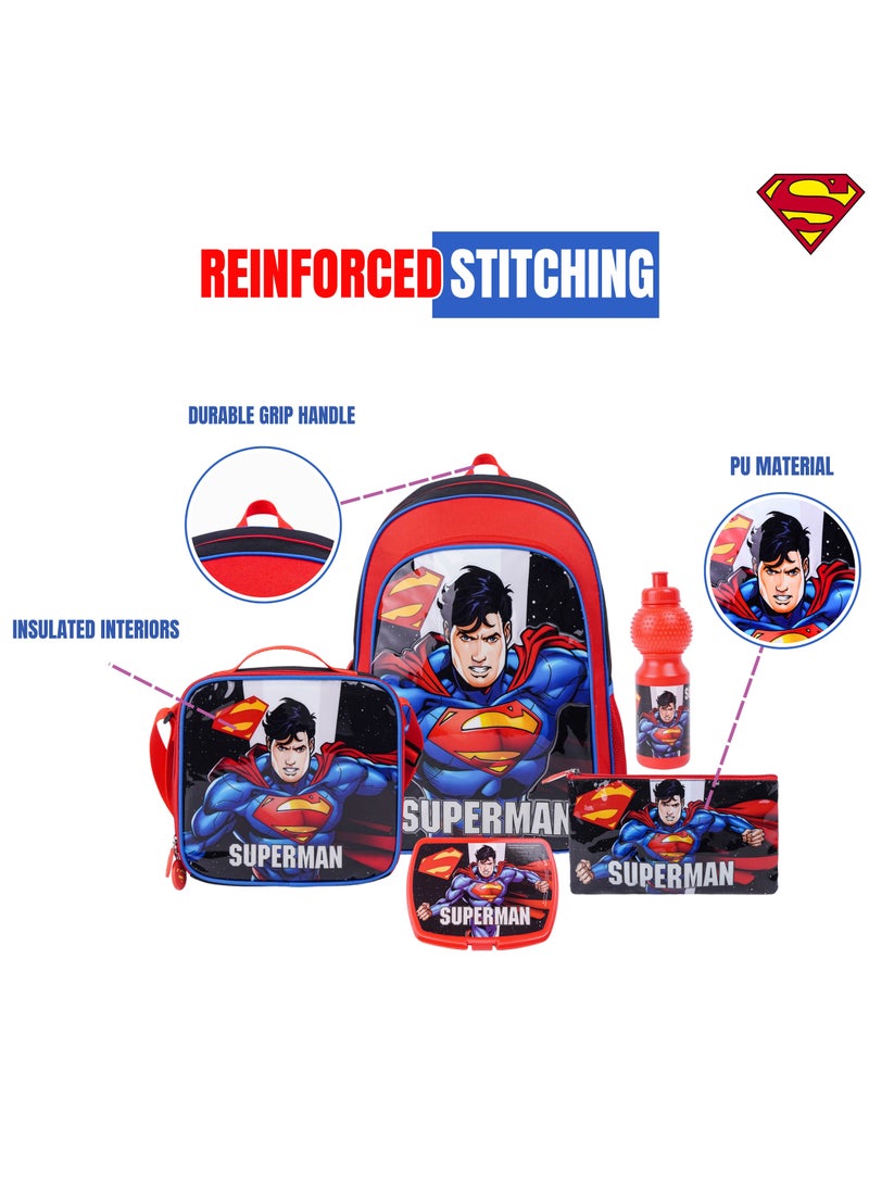 Warner Bros. Superman Up In The Sky 5In1 Backpack Set 18" I Backpack I Lunch Bag I Water Bottle I Pencil Case I Lunch Box I Packaging - Image 4