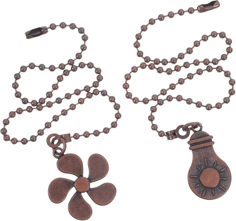 Dark Brown Ceiling Fan Pull Chains With Vintage Bulb Danglers 2Pcs Decorative Pendant Extenders - Image 2