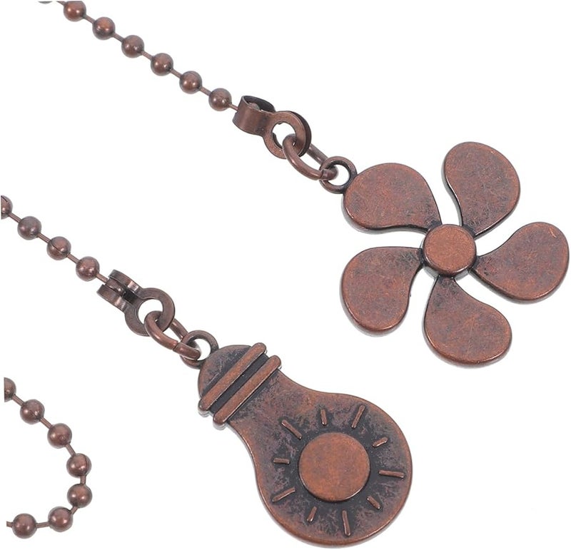 Dark Brown Ceiling Fan Pull Chains With Vintage Bulb Danglers 2Pcs Decorative Pendant Extenders - Image 4