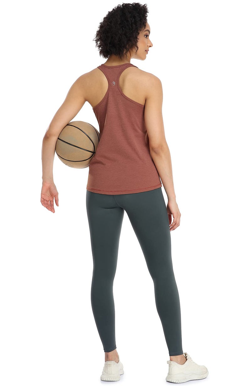 icyzone Workout Tank Tops for Women - Racerback Athletic Yoga Tops, Running Exercise Gym Shirts(Pack of 3)(Black/Cream White/Brick, XS) - Image 3