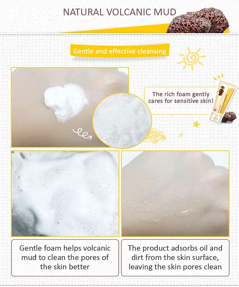 Generic Volcanic Mud Clean Pore Cleanser Foam Natural Skin are Moisture facewash mask pack 100 ML  - Image 2