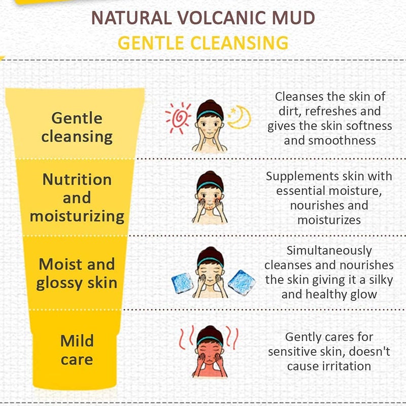 Generic Volcanic Mud Clean Pore Cleanser Foam Natural Skin are Moisture facewash mask pack 100 ML  - Image 4