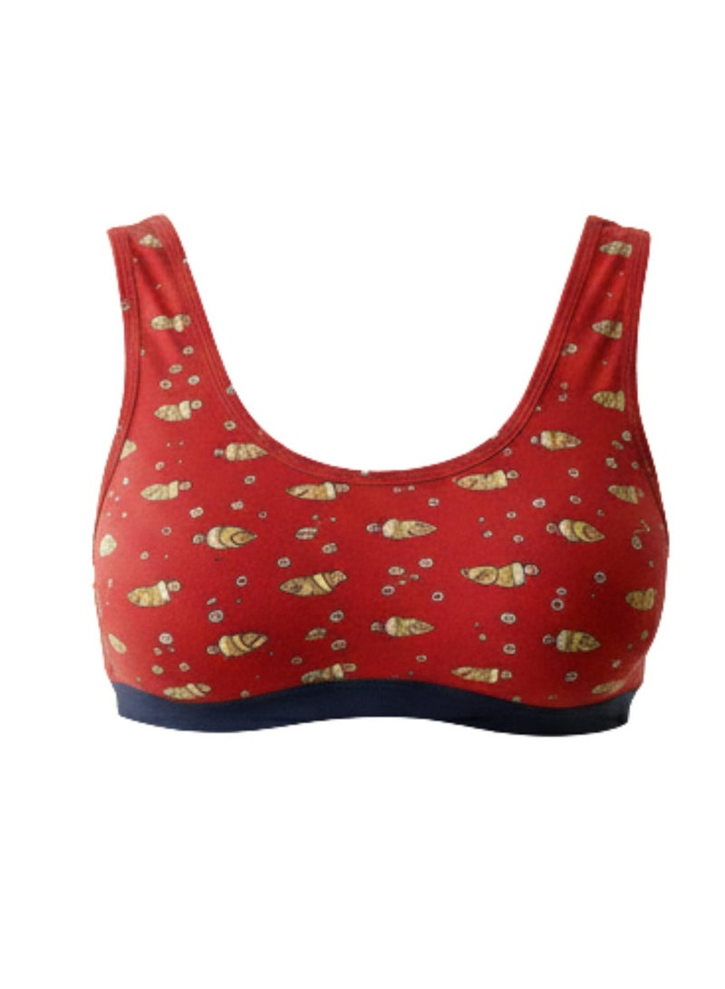 كارما باك يحتوي علي 3 قطع سوفت برا مطبوع مبطن قطن بناتي - Image 5