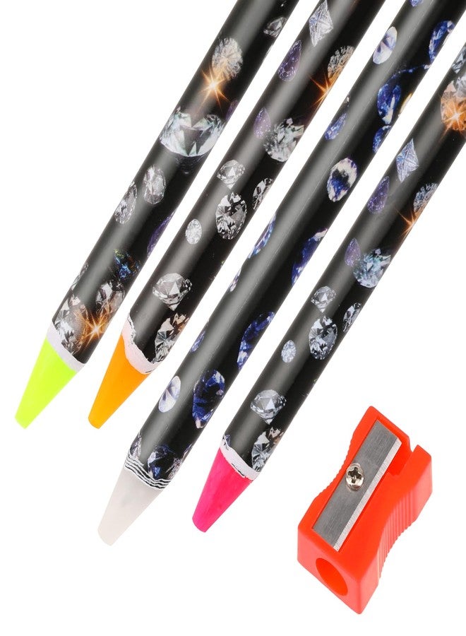 Hariendny 4 Pack Rhinestone Picker Tool Adhesive Resin Picker Pencil Nail Point Drill Pen Dotting Wax Pencil Gem Pick up Tools for Nail Art DIY with Pencil Sharpener - Image 1