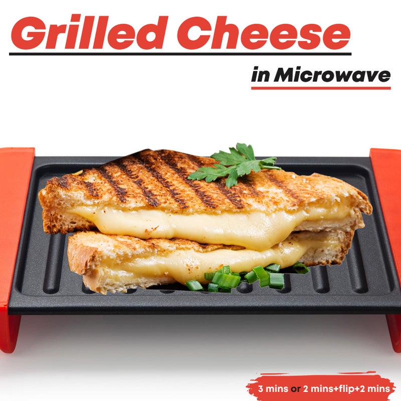 Maconee Microwave Sandwich maker | Microwave Grill Cheese Maker | Microwave Crisper Toaster Cookware | Panini Press | Cooking Fast and Dishwasher Safe Orange - Image 2