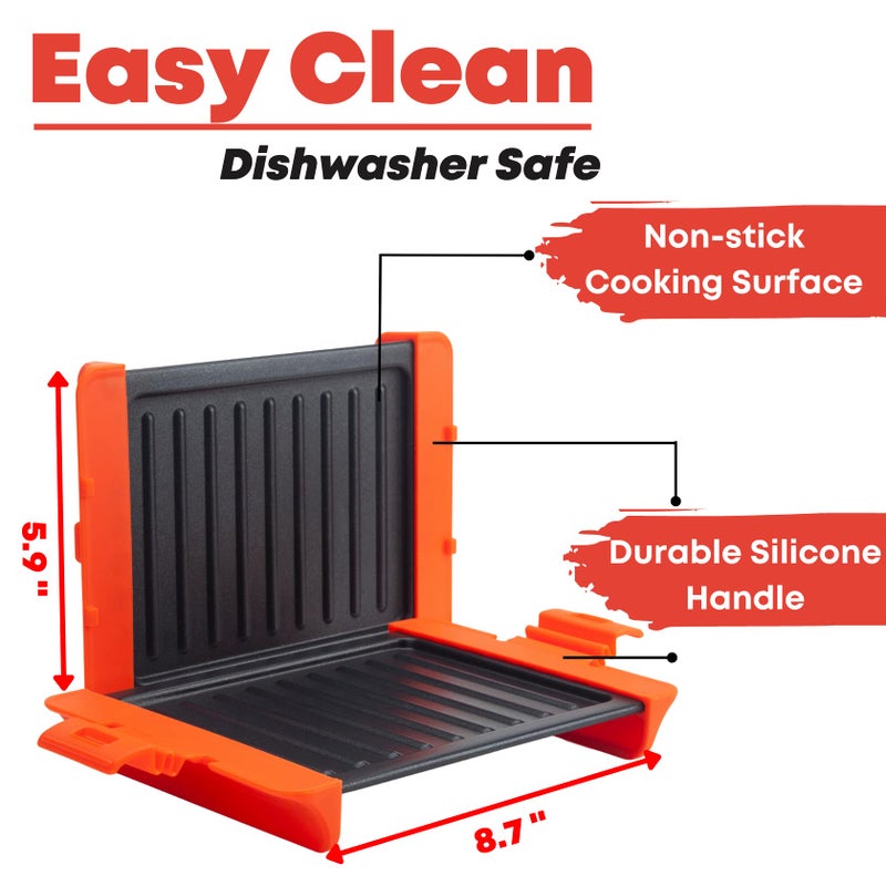 Maconee Microwave Sandwich maker | Microwave Grill Cheese Maker | Microwave Crisper Toaster Cookware | Panini Press | Cooking Fast and Dishwasher Safe Orange - Image 5