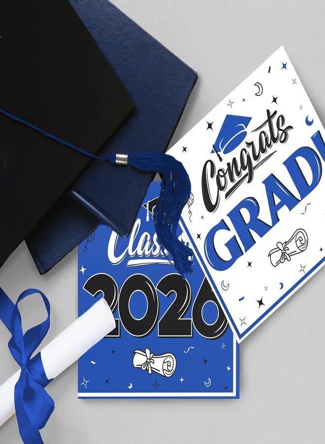 BAIVV Graduation Cocktail Napkins Class of 2026 – 80 Pack, Congrats Grad Disposable Paper Napkins for College & High School Graduation Party Supplies Decorations, 5x5 Inch (Blue) - Image 4