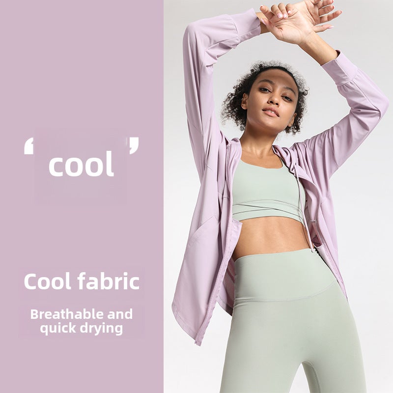 Ningbo Durable Sun-Proof Yoga Hoodie for Women pink purple  - Image 4