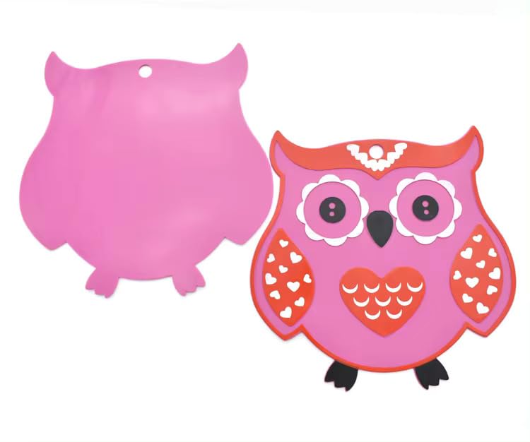 TLISMI Silicone Owl Shaped Trivet Mat Set of 2| Trivets for Pots & Hot Dish| Soft Non-Slip Silicone Mat for Kitchen Counter| Flexible Multipurpose Silicone Hot Pad| Colorful Cartoon Coaster Trivet Mat - Image 2