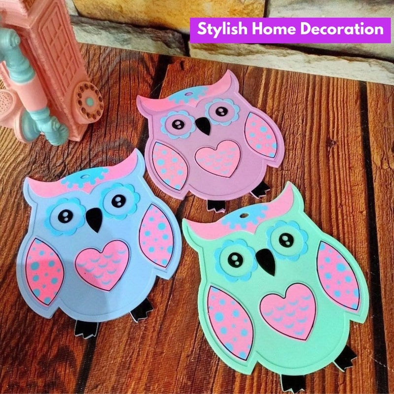 TLISMI Silicone Owl Shaped Trivet Mat Set of 2| Trivets for Pots & Hot Dish| Soft Non-Slip Silicone Mat for Kitchen Counter| Flexible Multipurpose Silicone Hot Pad| Colorful Cartoon Coaster Trivet Mat - Image 5