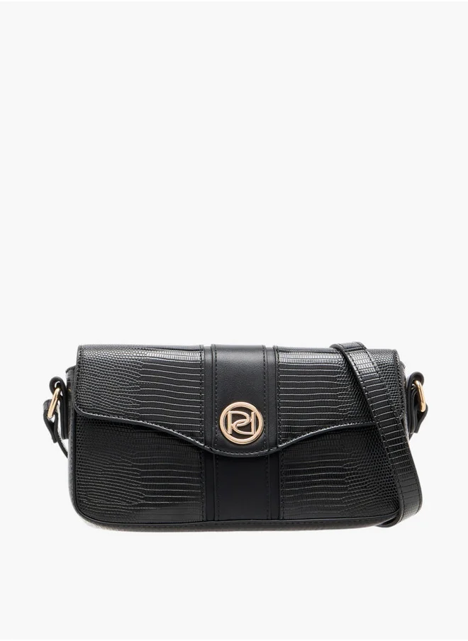 بابريكا Textured Crossbody Bag with Adjustable Strap and Flap Closure