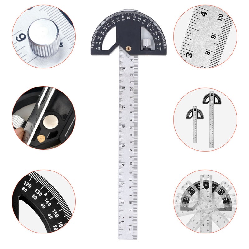 Angle Protractor Carpentry Angle Ruler for Woodworking Edge Measurement and Scribing 12in - Image 3