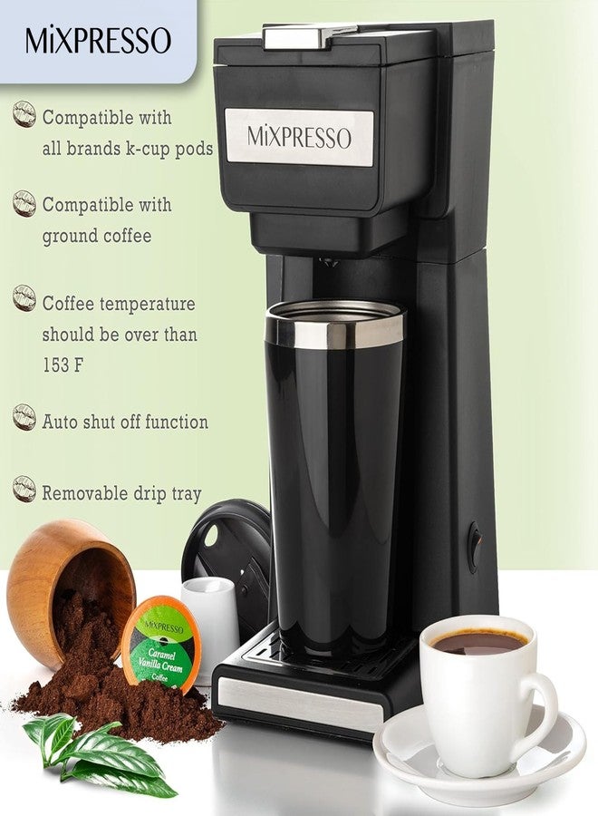 ماكينة صنع قهوة ميكسبريسو لتحضير كوب واحد من القهوة المطحونة ومتوافقة مع كبسولات K Cup، مع كوب سفر سعة 14 أونصة وفلتر قابل لإعادة الاستخدام للاستخدام المنزلي والمكتبي والتخييم. - Image 3