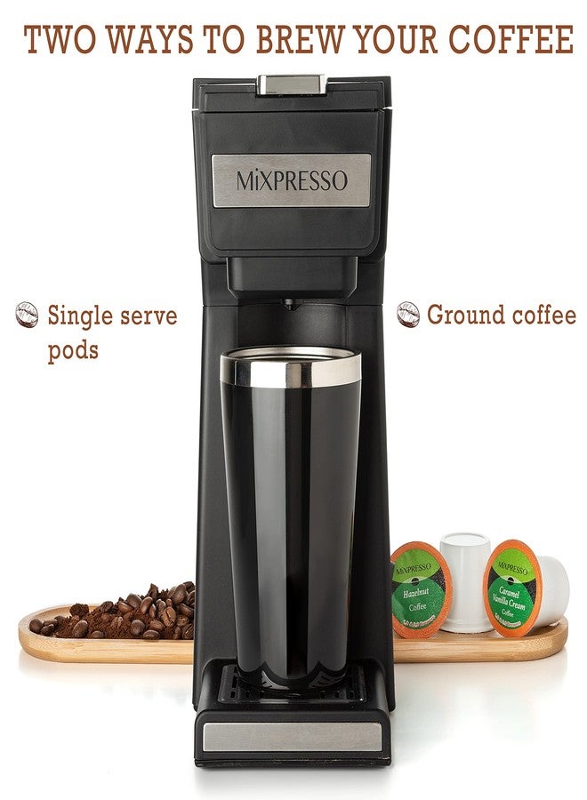 ماكينة صنع قهوة ميكسبريسو لتحضير كوب واحد من القهوة المطحونة ومتوافقة مع كبسولات K Cup، مع كوب سفر سعة 14 أونصة وفلتر قابل لإعادة الاستخدام للاستخدام المنزلي والمكتبي والتخييم. - Image 2