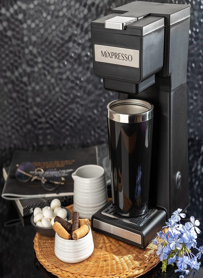 ماكينة صنع قهوة ميكسبريسو لتحضير كوب واحد من القهوة المطحونة ومتوافقة مع كبسولات K Cup، مع كوب سفر سعة 14 أونصة وفلتر قابل لإعادة الاستخدام للاستخدام المنزلي والمكتبي والتخييم. - Image 5