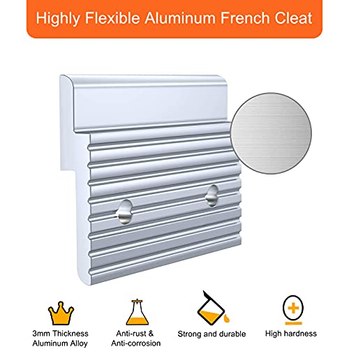 Apragaz French Cleat, Aluminum Z Bar with NO Screws, Interlocking Heavy Duty Picture Hangers for Hanging Panel, Whiteboard, Cabinet, Shelf, Headboard, A (2 Inch, 50 Pairs) - Image 3