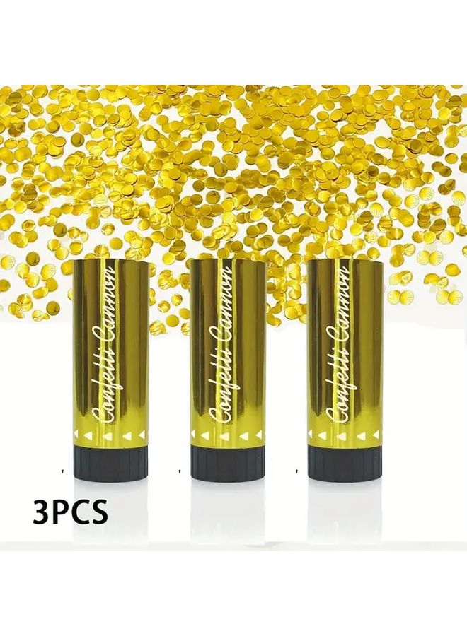 5 Pcs Set Metallic Streamer And Confetti Cannon With 3 Confetti Cannons And 2 Golden Streamers Non Pressure Spring For Easy Use For Birthday Anniversaries Weddings Gender Reveal Party Decorations - Image 4