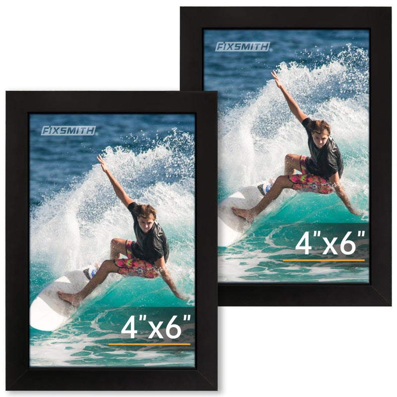 FIXSMITH 4x6 Picture Frame Set of 2, 4x6 Photo Frames with HD Plexiglass for Wall Hanging or Tabletop Display, Black - Image 1