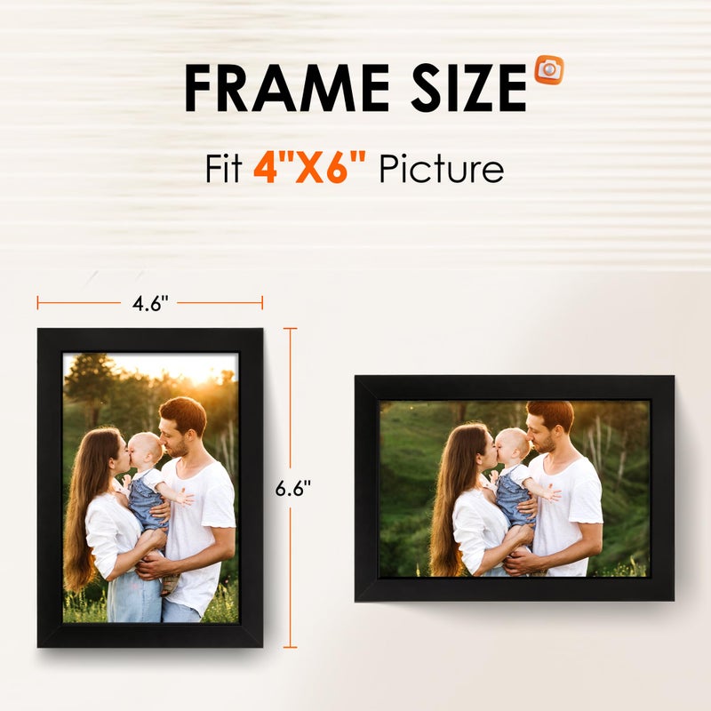 FIXSMITH 4x6 Picture Frame Set of 2, 4x6 Photo Frames with HD Plexiglass for Wall Hanging or Tabletop Display, Black - Image 2