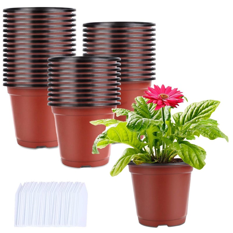Augshy 250Pack 4 Inch Plant Nursery Pots Seed Starting Pots Containers with 300 Labels for Indoor Outdoor Usage