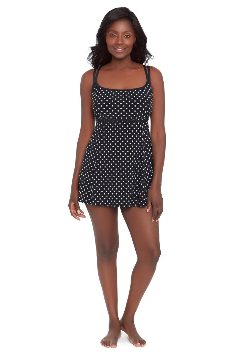 Great Lengths Womens Standard Empire Princess Seam Swimdress Black